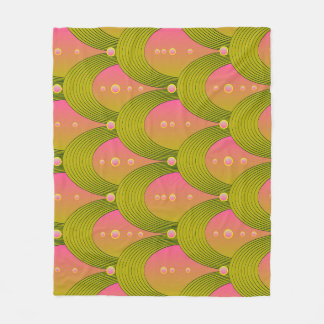 Fantasy Arcs Beads Pink Green Fleece Blanket