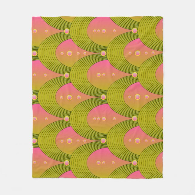 Fantasy Arcs Beads Pink Green Fleece Blanket (Front)