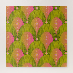 Fantasy Arcs Beads Pink Green Jigsaw Puzzle