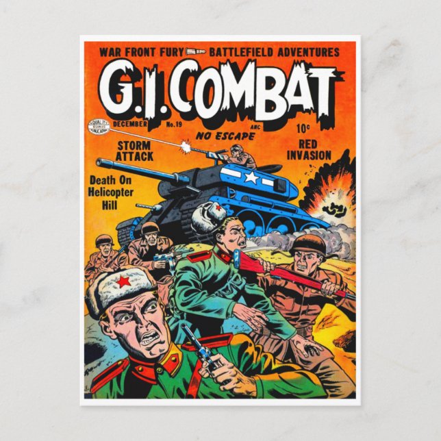 Fantasy Army Tank Combat Postcard (Front)