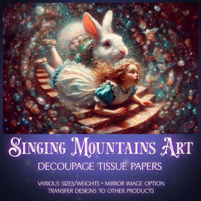 Fantasy Art Alice And Rabbit Hole Decoupage Tissue Paper (Creator Uploaded)
