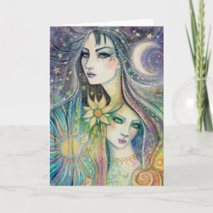 Fantasy Art Night and Day Celestial Abstract Art Card