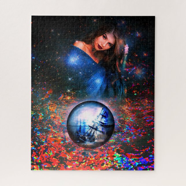 Fantasy art puzzle with woman and pirate ship (Vertical)