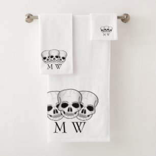 Fantasy Art Skull Design Monogrammed Bath Towel Set