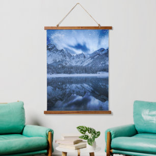 Fantasy at mountain lake hanging tapestry