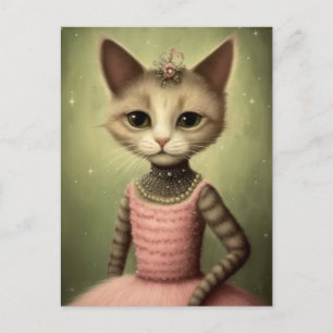 Fantasy Ballerina Cat Postcard