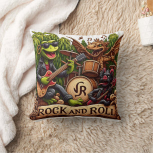 Fantasy Band Performing Rock Music in a Forest Throw Pillow