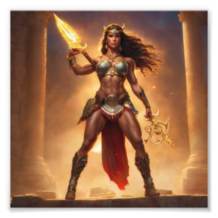 Fantasy Barbarian Warrior Queen with Weapons Photo Print