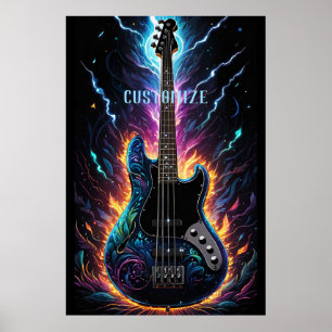 Fantasy Bassed Electric Bass Guitar Poster