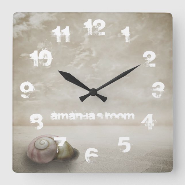 Fantasy Beach themed Personalized Square Wall Clock (Front)