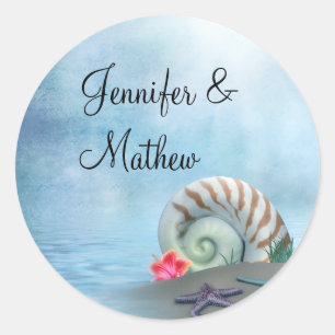 Fantasy Beach Wedding Envelope Sticker