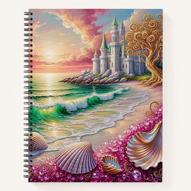Fantasy Beach with Shells, Castle Notebook (Front)