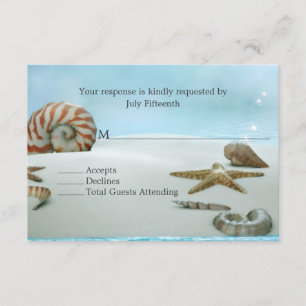 Fantasy Beach with Shells Wedding RSVP Card