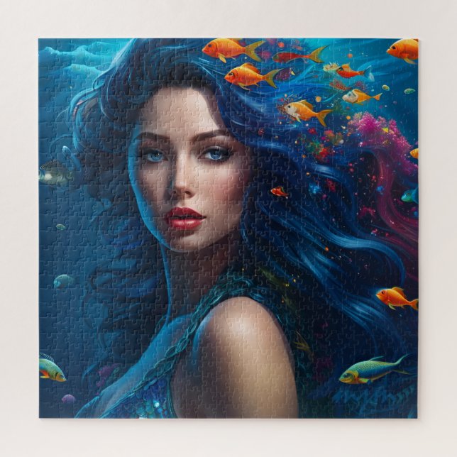 Fantasy Beautiful Blue Mermaid  Jigsaw Puzzle (Vertical)