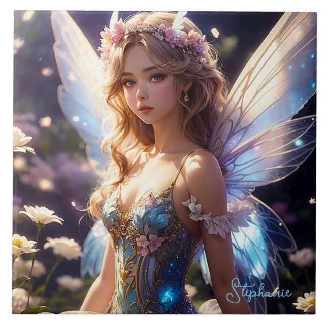 Fantasy Beautiful Flower Fairy Tile (Front)