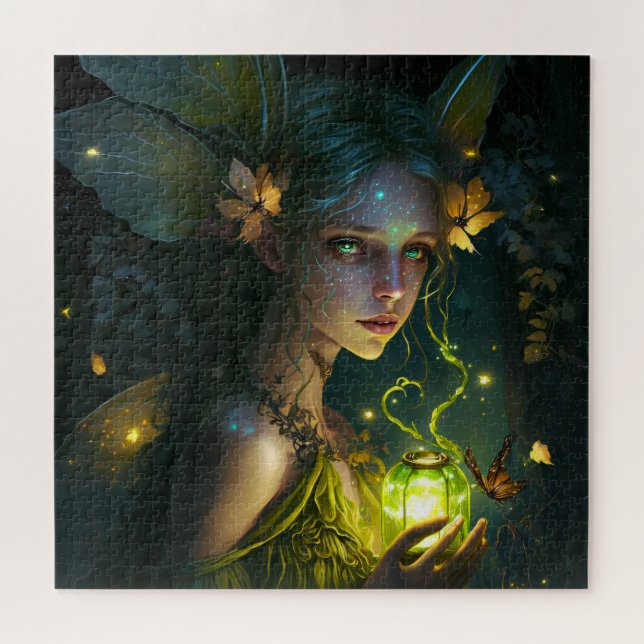 Fantasy Beautiful Green Forest Fairy Jigsaw Puzzle (Horizontal)