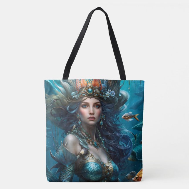 Fantasy Beautiful Mermai Princess Tote Bag (Front)