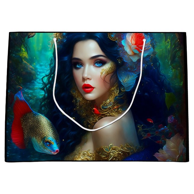 Fantasy Beautiful Mermaid 1 Large Gift Bag (Front)