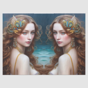 Fantasy Beautiful Mermaid Princess Decoupage Tissue Paper