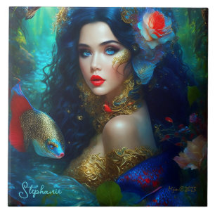 Fantasy Beautiful Mermaid Princess Tile