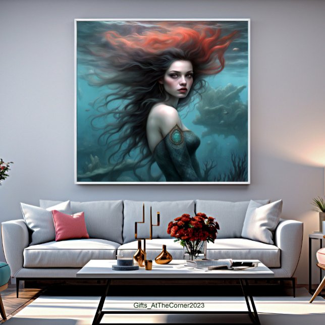 Fantasy Beautiful Red Hair Mermaid Princess  Canvas Print (Creator Uploaded)