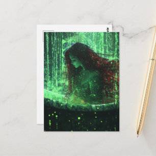Fantasy Beautiful Woman with Red Hair in Tub Postcard