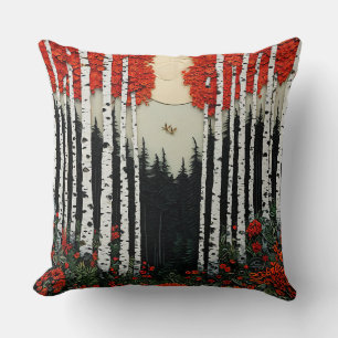 Fantasy birch forest throw pillow