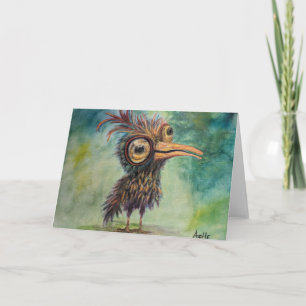 Fantasy Bird Whimsical Folded Greeting Card