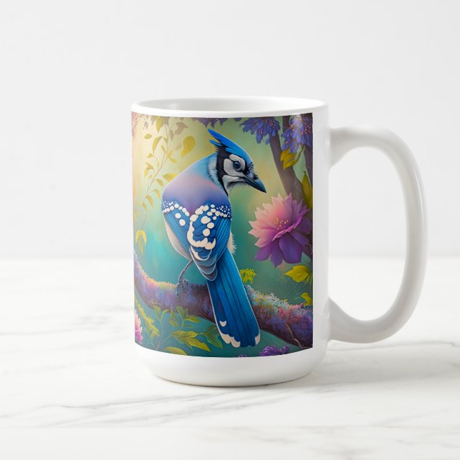 Fantasy Birds Blue Jay Coffee Mug (Right)