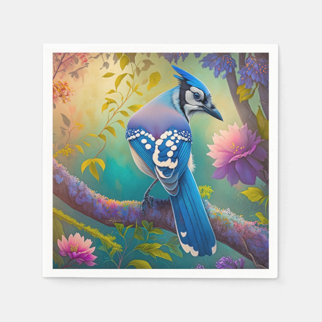 Fantasy Birds Blue Jay Napkin (Front)