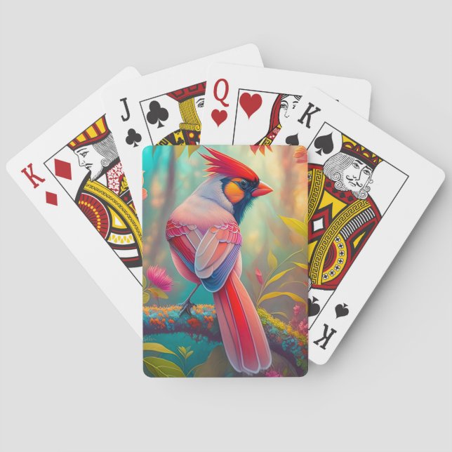 Fantasy Birds Male Cardinal Playing Cards (Back)