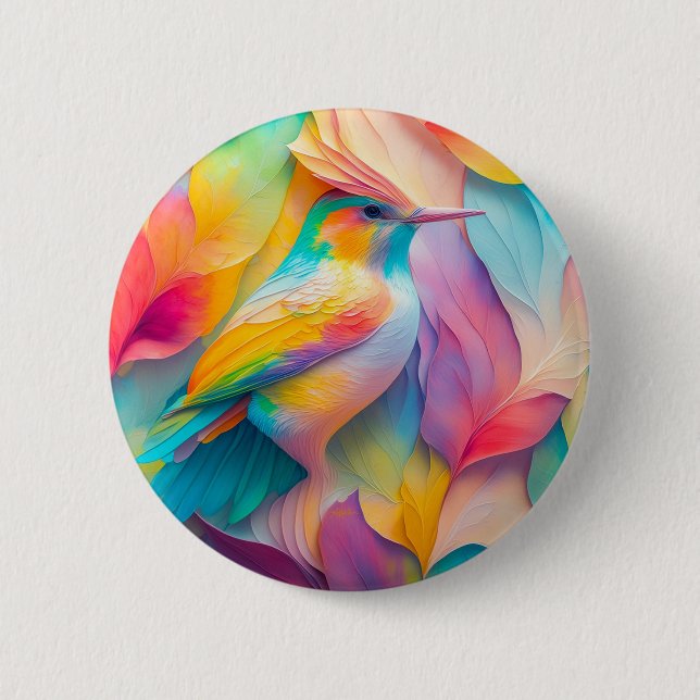 Fantasy Birds Silk Bird 2 Inch Round Button (Front)