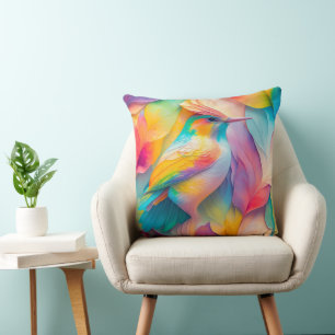 Fantasy Birds Silk Bird Throw Pillow