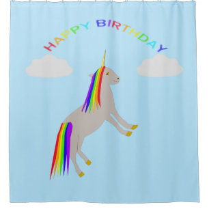 Fantasy Birthday Unicorn Rainbow and Clouds