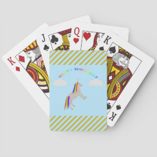Fantasy Birthday Unicorn Rainbow and Clouds Playing Cards