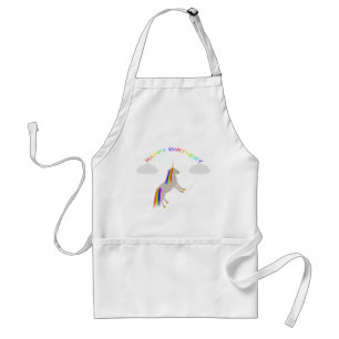 Fantasy Birthday Unicorn Rainbow and Clouds Standard Apron