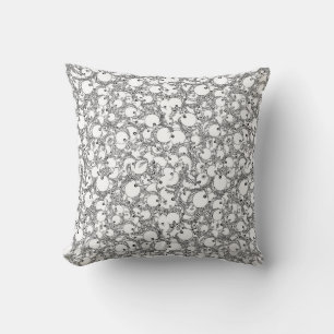 Fantasy black and white monster pattern throw pillow