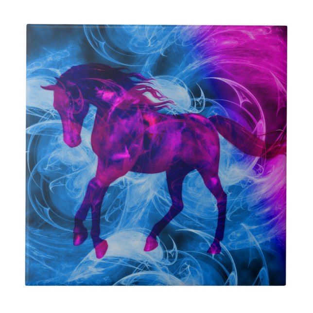 Fantasy Black Horse Animal Art Tile (Front)
