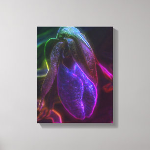 Fantasy Blue Abstract Lady Slipper Flower Art Canvas Print