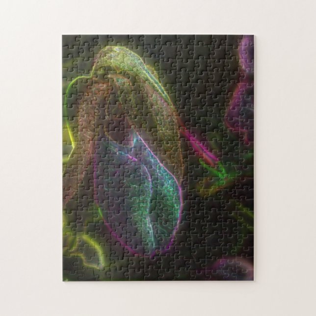 Fantasy Blue Abstract Lady Slipper Flower Art Jigsaw Puzzle (Vertical)
