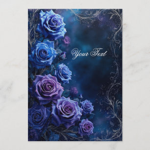 Fantasy Blue and Purple Wedding Roses Invitation