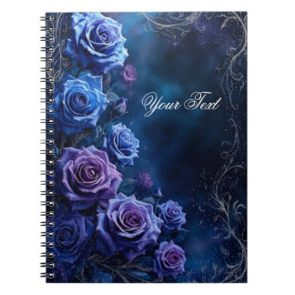 Fantasy Blue and Purple Wedding Roses Notebook