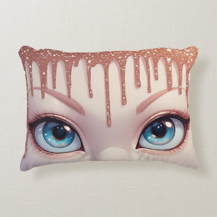 Fantasy Blue Eyes With Dripping Accent Pillow