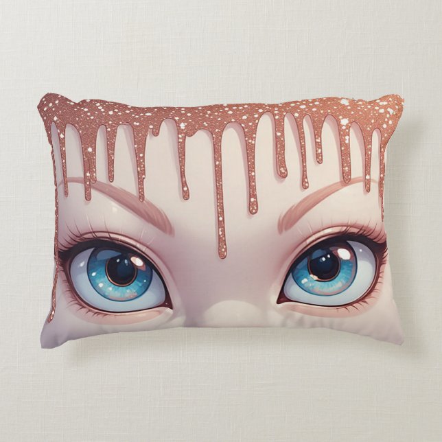 Fantasy Blue Eyes With Dripping Accent Pillow (Front)