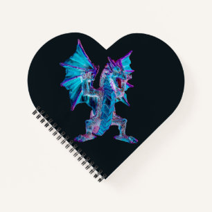 Fantasy Blue Fire Dragon Heart Notebook