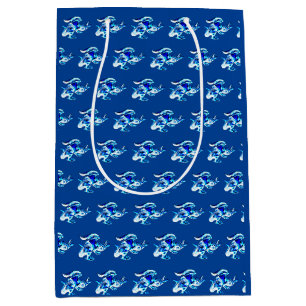 Fantasy Blue Frost Dragon Navy Blue Medium Gift Bag
