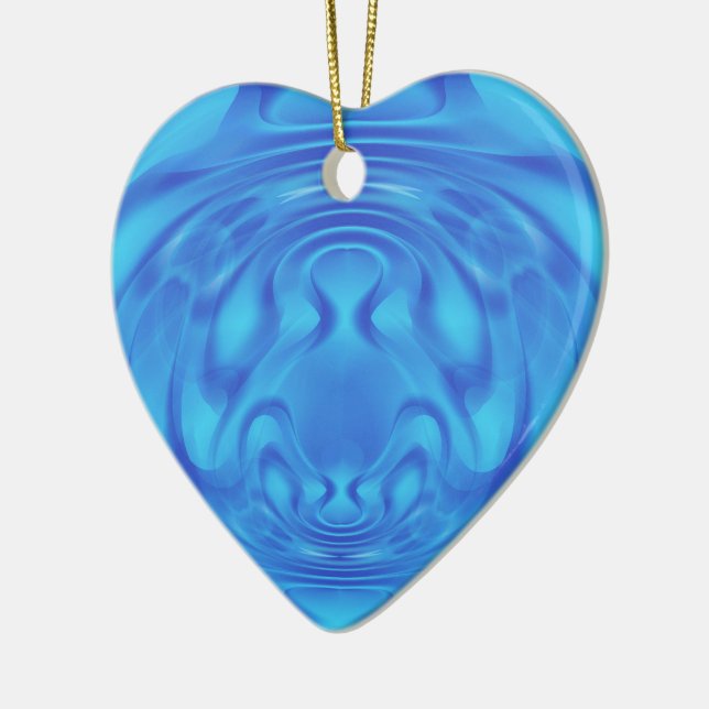 Fantasy Blue Heart Ceramic Ornament (Left)