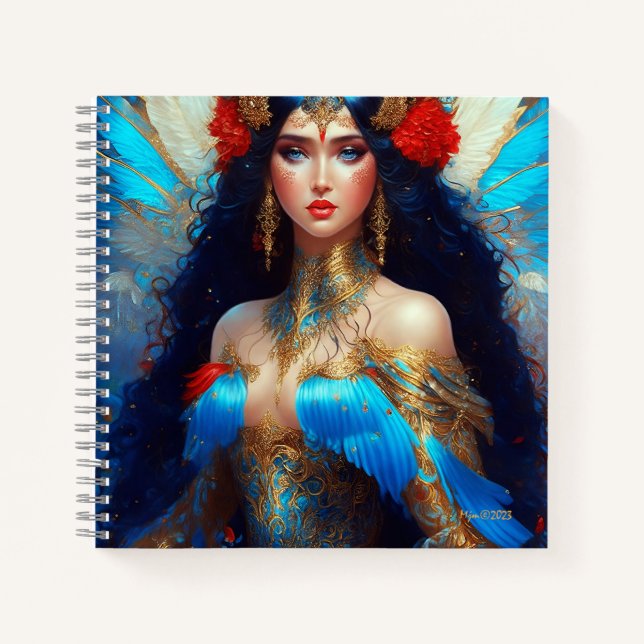 Fantasy Blue Water Fairy Mermaid Notebook (Front)