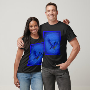 Fantasy Bluebird On Blue Nature Art  T-Shirt