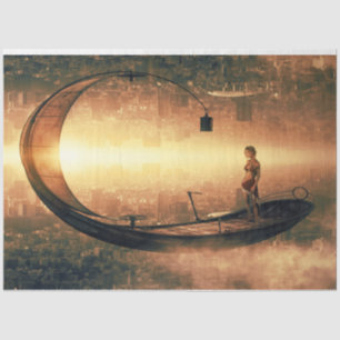 Fantasy Boat Travel 20x30 Decoupage Tissue Paper